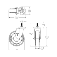 31-SM10D5-5 MODULAR SOLUTIONS CASTER 5" SWIVEL, M10 STEM